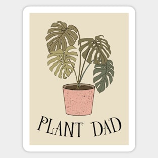 Plant Dad - Boho Monstera Plant (Black) Magnet